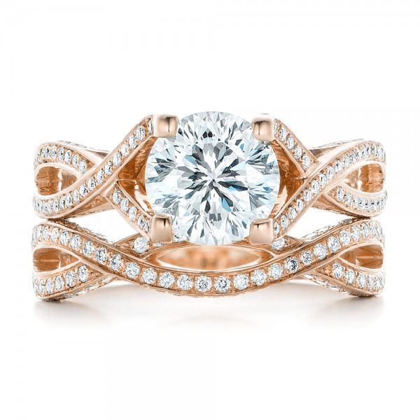 14k Rose Gold 14k Rose Gold Custom Diamond Engagement Ring - Top View -  100565