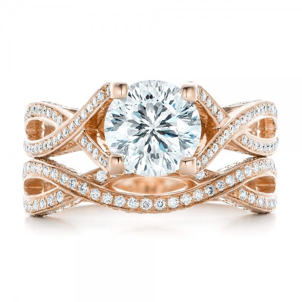 14k Rose Gold 14k Rose Gold Custom Diamond Engagement Ring - Top View - 100565