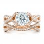 18k Rose Gold 18k Rose Gold Custom Diamond Engagement Ring - Top View -  100565 - Thumbnail