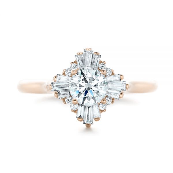 18k Rose Gold 18k Rose Gold Custom Diamond Engagement Ring - Top View -  102230