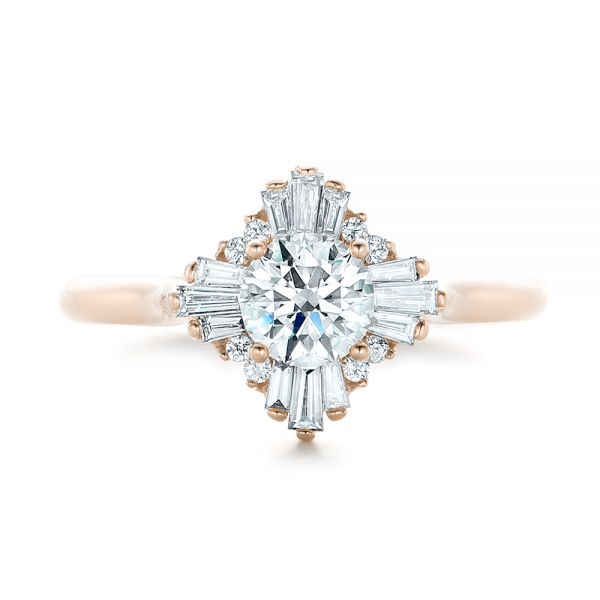 14k Rose Gold 14k Rose Gold Custom Diamond Engagement Ring - Top View - 102230
