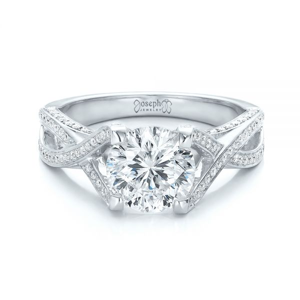 18k White Gold 18k White Gold Custom Diamond Engagement Ring - Flat View -  100565