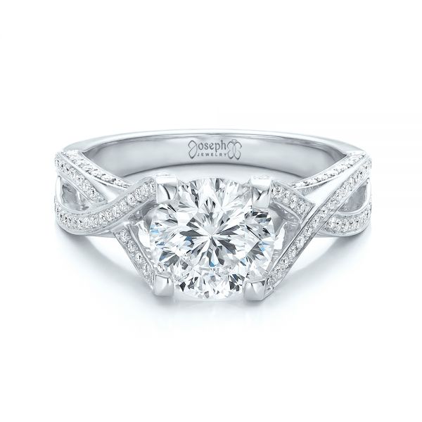 18k White Gold 18k White Gold Custom Diamond Engagement Ring - Flat View - 100565