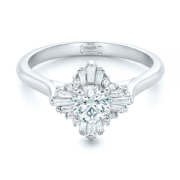 18k White Gold 18k White Gold Custom Diamond Engagement Ring - Flat View - 102230