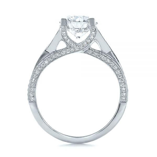 14k White Gold 14k White Gold Custom Diamond Engagement Ring - Front View -  100565