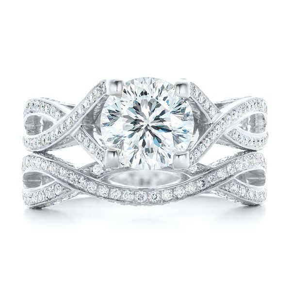 14k White Gold 14k White Gold Custom Diamond Engagement Ring - Top View -  100565