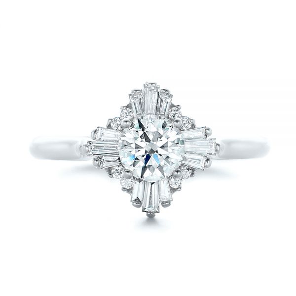 18k White Gold 18k White Gold Custom Diamond Engagement Ring - Top View - 102230