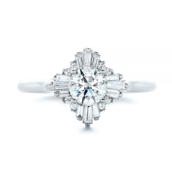 18k White Gold 18k White Gold Custom Diamond Engagement Ring - Top View -  102230