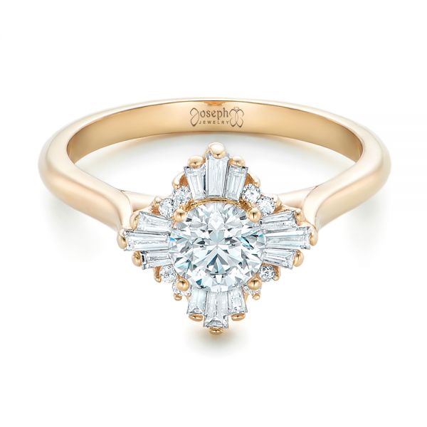 18k Yellow Gold 18k Yellow Gold Custom Diamond Engagement Ring - Flat View -  102230
