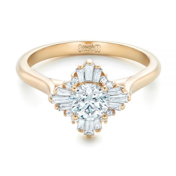 14k Yellow Gold Custom Diamond Engagement Ring - Flat View - 102230
