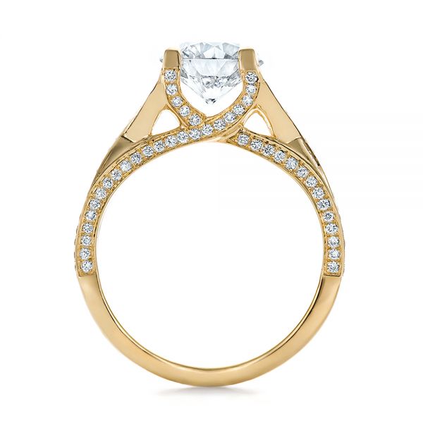 18k Yellow Gold Custom Diamond Engagement Ring - Front View - 100565