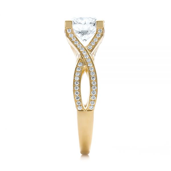 18k Yellow Gold Custom Diamond Engagement Ring - Side View -  100565