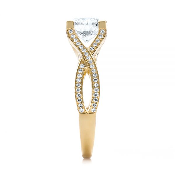 18k Yellow Gold Custom Diamond Engagement Ring - Side View - 100565