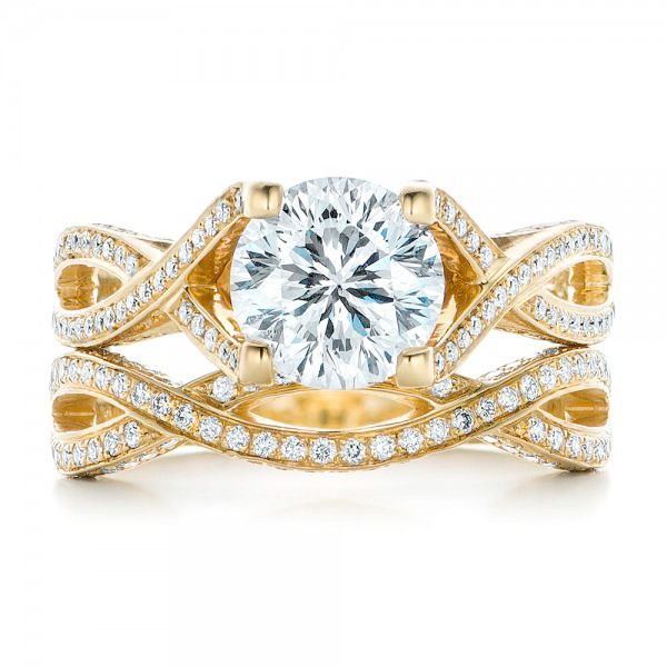 Custom Diamond and Yellow Gold Engagement Ring - Image