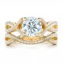 18k Yellow Gold Custom Diamond Engagement Ring - Top View -  100565 - Thumbnail