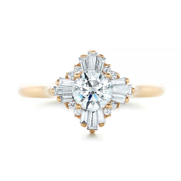 14k Yellow Gold Custom Diamond Engagement Ring - Top View - 102230