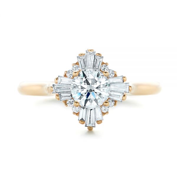 14k Yellow Gold Custom Diamond Engagement Ring - Top View -  102230