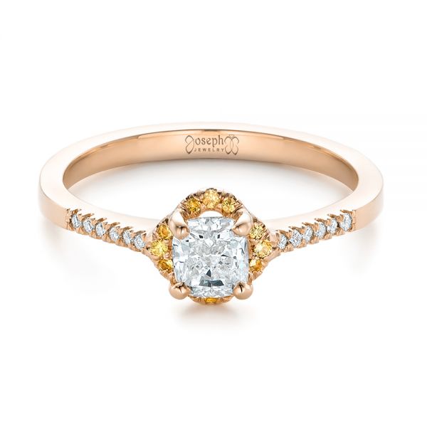 14k Rose Gold 14k Rose Gold Custom Diamond And Yellow Sapphire Engagement Ring - Flat View -  102240