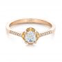 18k Rose Gold 18k Rose Gold Custom Diamond And Yellow Sapphire Engagement Ring - Flat View -  102240 - Thumbnail