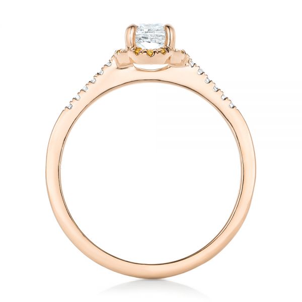 18k Rose Gold 18k Rose Gold Custom Diamond And Yellow Sapphire Engagement Ring - Front View -  102240