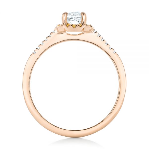 14k Rose Gold 14k Rose Gold Custom Diamond And Yellow Sapphire Engagement Ring - Front View -  102240