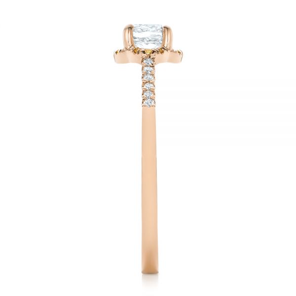 18k Rose Gold 18k Rose Gold Custom Diamond And Yellow Sapphire Engagement Ring - Side View -  102240