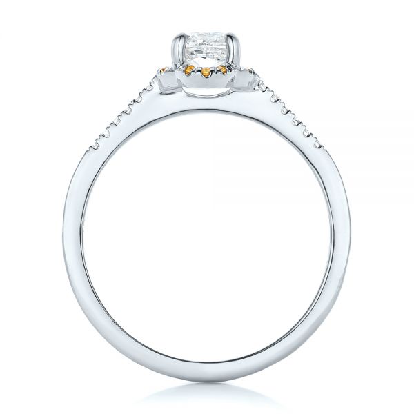 18k White Gold 18k White Gold Custom Diamond And Yellow Sapphire Engagement Ring - Front View -  102240