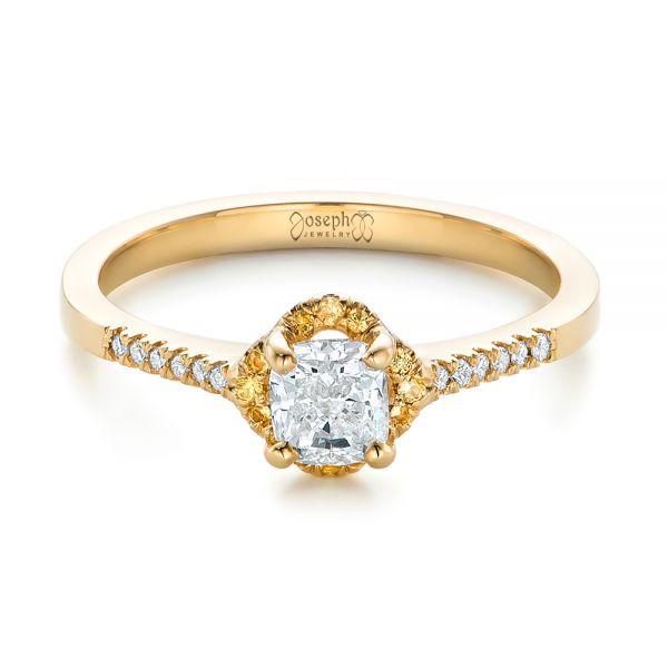 14k Yellow Gold Custom Diamond And Yellow Sapphire Engagement Ring - Flat View -  102240