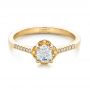 14k Yellow Gold Custom Diamond And Yellow Sapphire Engagement Ring - Flat View -  102240 - Thumbnail