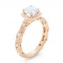 14k Rose Gold Custom Diamond In Filigree Engagement Ring - Three-Quarter View -  102786 - Thumbnail