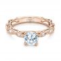 14k Rose Gold 14k Rose Gold Custom Diamond In Filigree Engagement Ring - Flat View -  102077 - Thumbnail