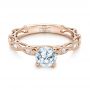 14k Rose Gold 14k Rose Gold Custom Diamond In Filigree Engagement Ring - Flat View -  102077 - Thumbnail