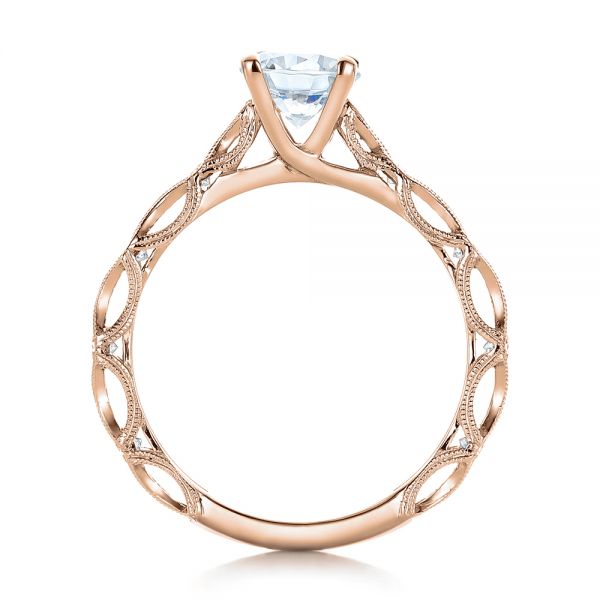 14k Rose Gold 14k Rose Gold Custom Diamond In Filigree Engagement Ring - Front View -  102077