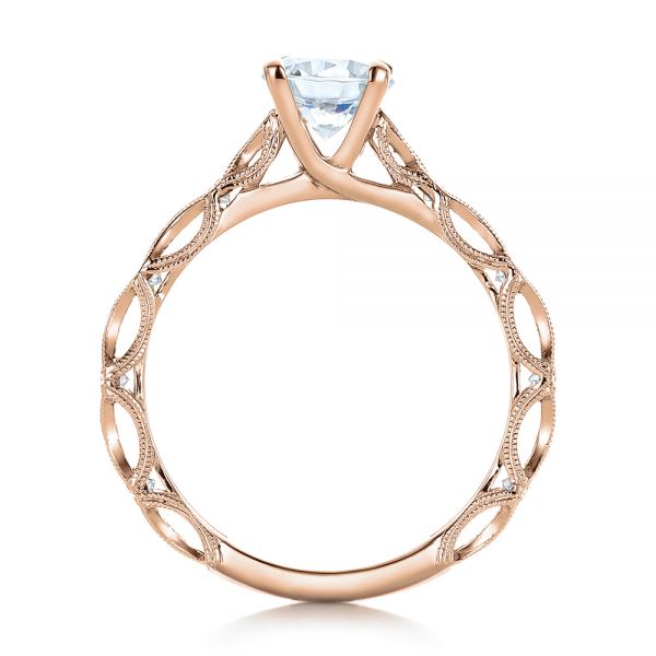 14k Rose Gold 14k Rose Gold Custom Diamond In Filigree Engagement Ring - Front View -  102077