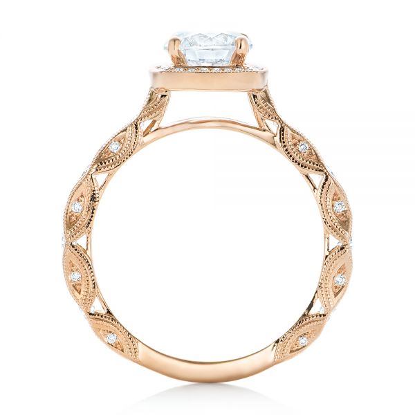 14k Rose Gold Custom Diamond In Filigree Engagement Ring - Front View -  102786