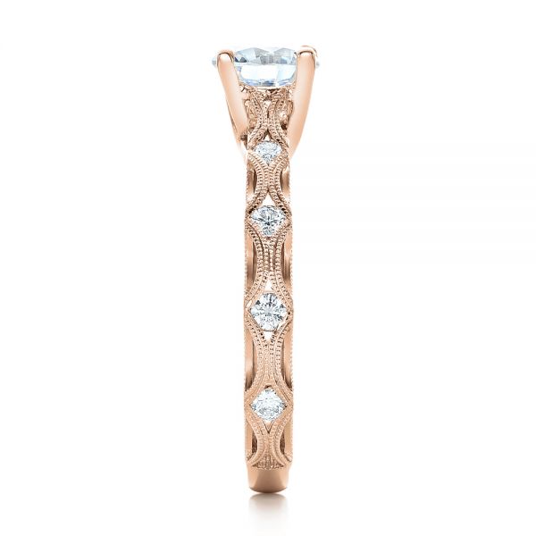 18k Rose Gold 18k Rose Gold Custom Diamond In Filigree Engagement Ring - Side View -  102077