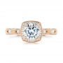 18k Rose Gold 18k Rose Gold Custom Diamond In Filigree Engagement Ring - Top View -  102786 - Thumbnail