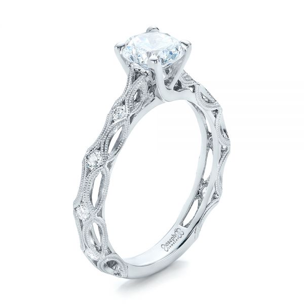  Platinum Platinum Custom Diamond In Filigree Engagement Ring - Three-Quarter View -  102077