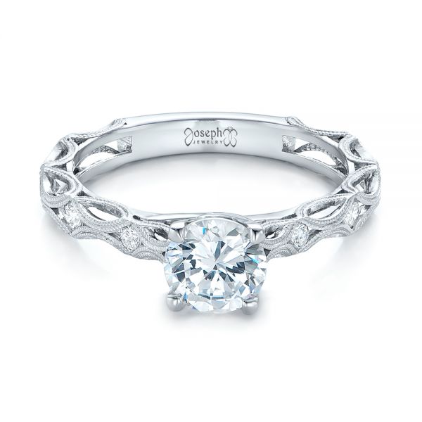  Platinum Platinum Custom Diamond In Filigree Engagement Ring - Flat View -  102077