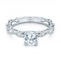 14k White Gold Custom Diamond In Filigree Engagement Ring - Flat View -  102077 - Thumbnail