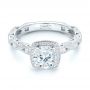 14k White Gold 14k White Gold Custom Diamond In Filigree Engagement Ring - Flat View -  102786 - Thumbnail