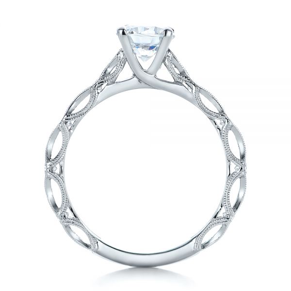  Platinum Platinum Custom Diamond In Filigree Engagement Ring - Front View -  102077