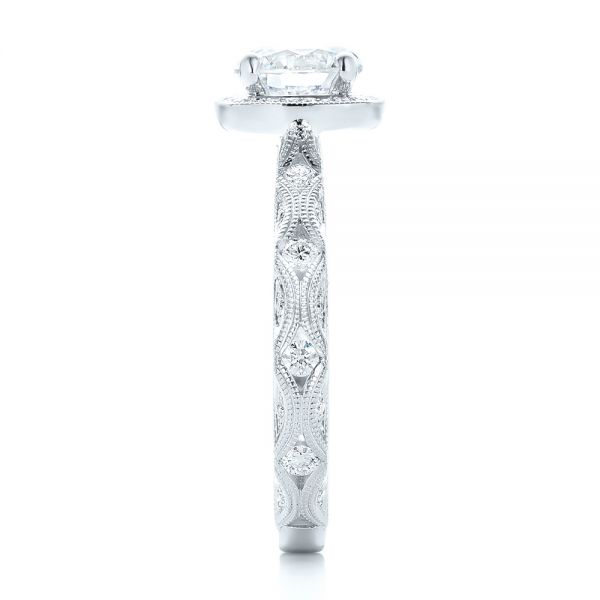  Platinum Platinum Custom Diamond In Filigree Engagement Ring - Side View -  102786