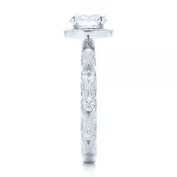 14k White Gold 14k White Gold Custom Diamond In Filigree Engagement Ring - Side View - 102786