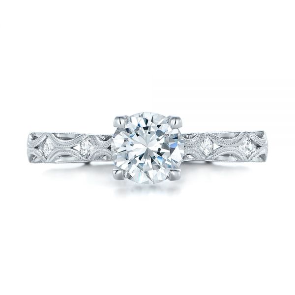  Platinum Platinum Custom Diamond In Filigree Engagement Ring - Top View -  102077