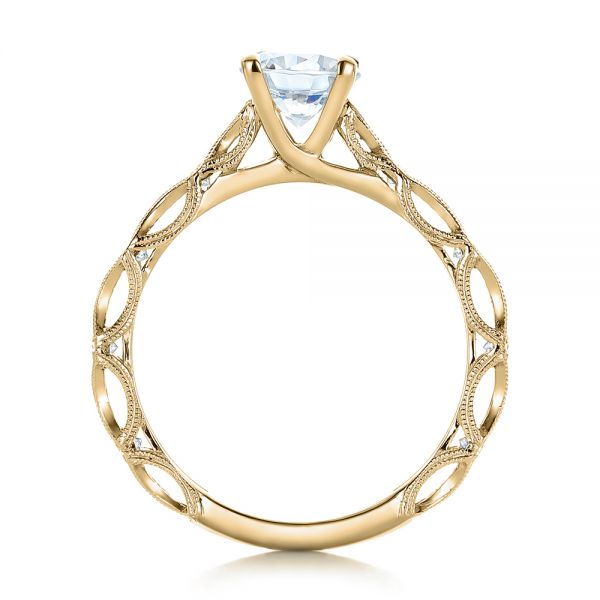 18k Yellow Gold 18k Yellow Gold Custom Diamond In Filigree Engagement Ring - Front View -  102077