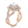 14k Rose Gold 14k Rose Gold Custom Double Halo Diamond Engagement Ring - Three-Quarter View -  100598 - Thumbnail