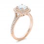18k Rose Gold 18k Rose Gold Custom Double Halo Diamond Engagement Ring - Three-Quarter View -  100613 - Thumbnail