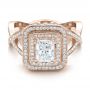 18k Rose Gold 18k Rose Gold Custom Double Halo Diamond Engagement Ring - Flat View -  100598 - Thumbnail