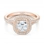 14k Rose Gold 14k Rose Gold Custom Double Halo Diamond Engagement Ring - Flat View -  100613 - Thumbnail